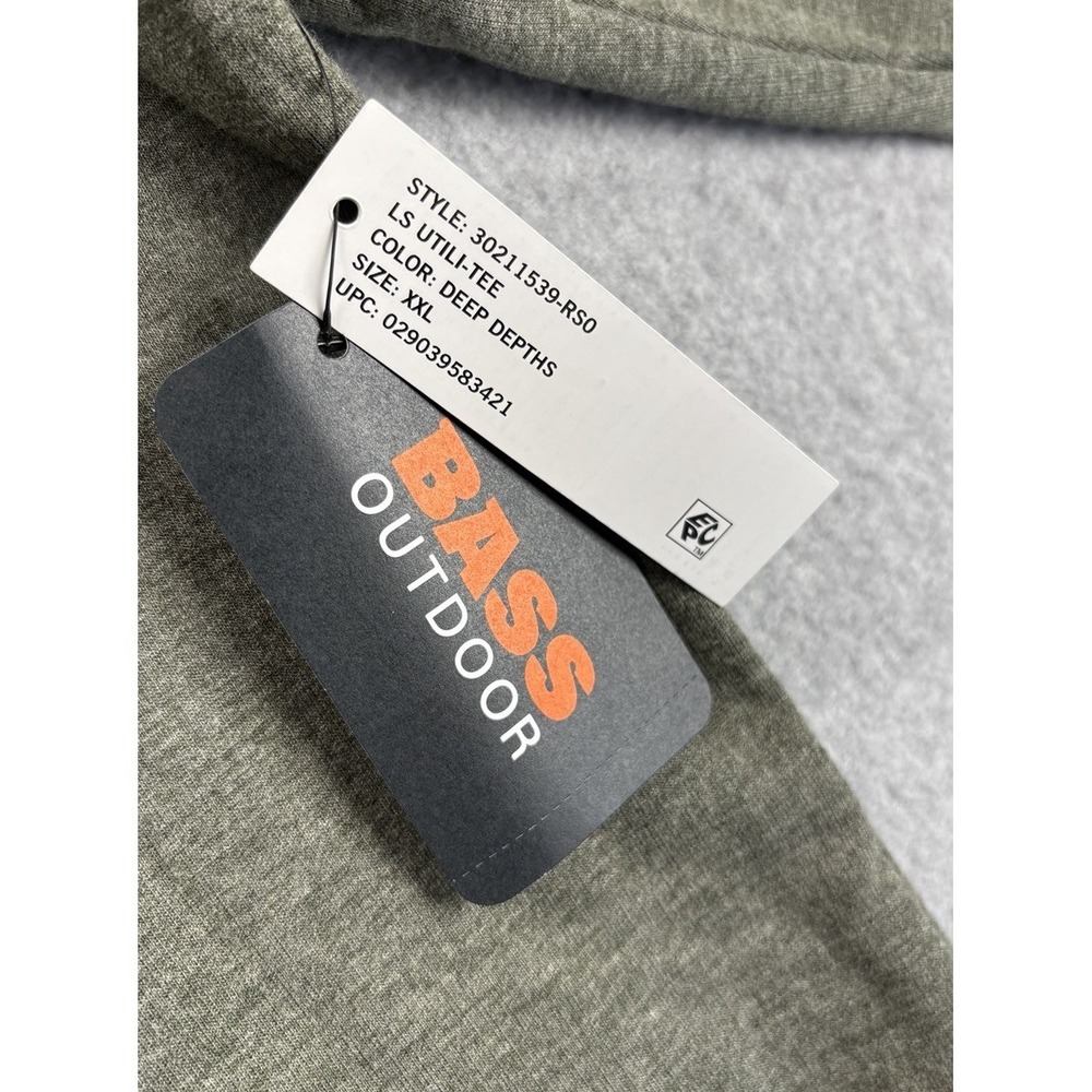 NWT Bass Outdoor Mens XXL Deep Depths Green Long Sleeve Utili-Tee Pocket Shirt‎ - Picture 6 of 12